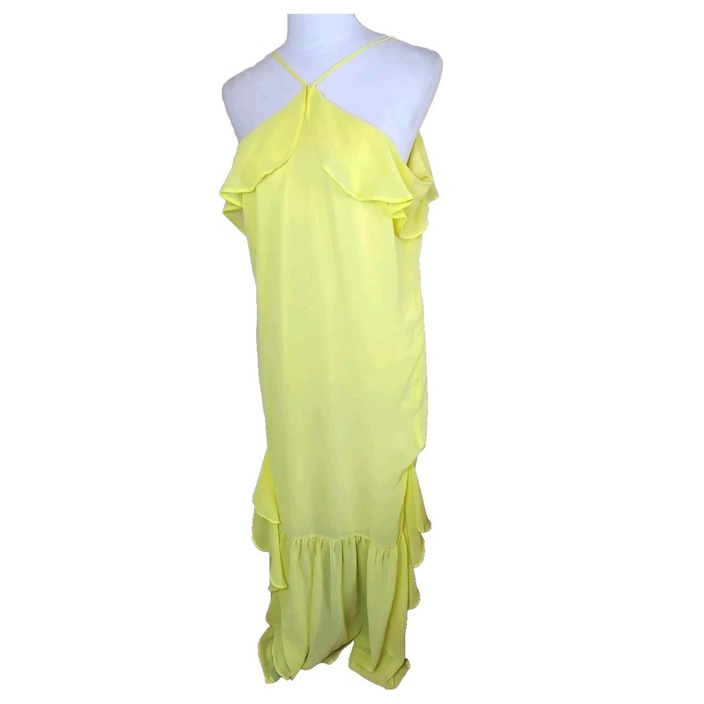 River Island Womens Halter Maxi Dress US 16 XL Yellow Beach Tropical‎ Resortwear - Picture 5 of 16